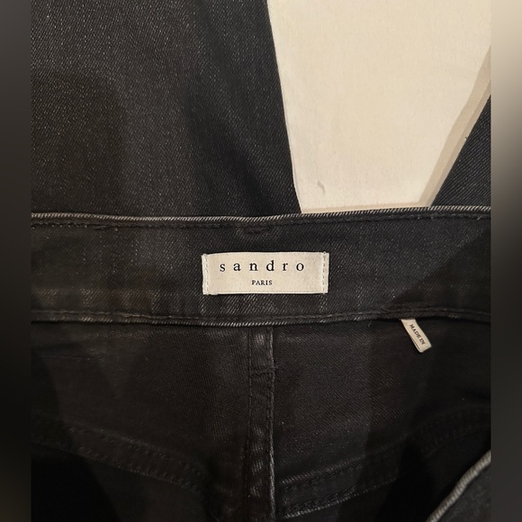 Sandro Paris Cropped Straight Leg High Rise Stretch Jeans - Picture 5 of 5